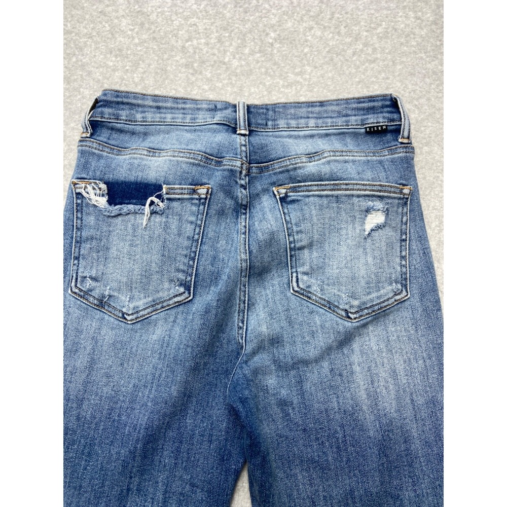 Risen Jeans Womens 28x25 Blue Denim‎ High Rise Straight Leg Frayed Hem Tag 7/28 - Picture 12 of 14